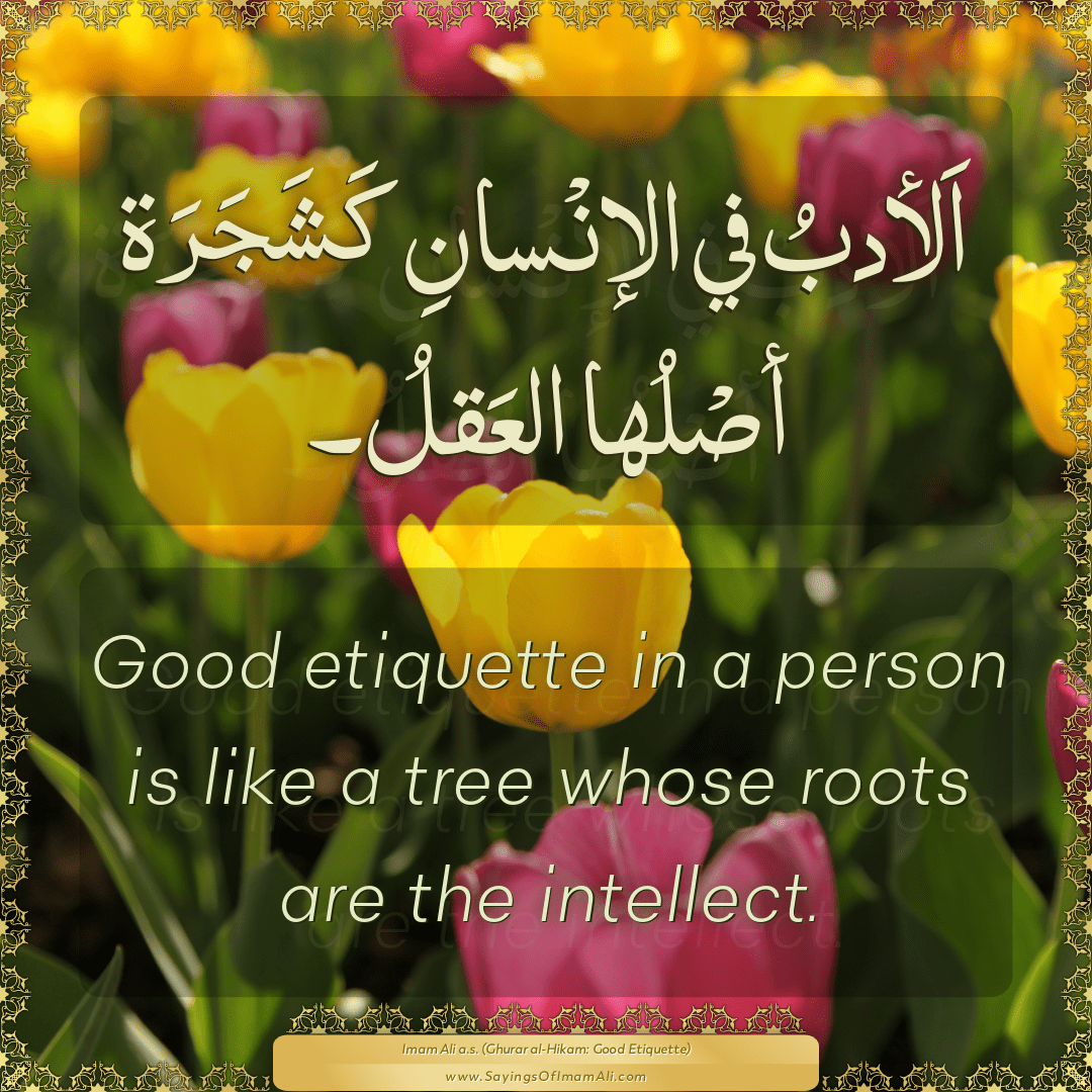 Good etiquette in a person is like a tree whose roots are the intellect.